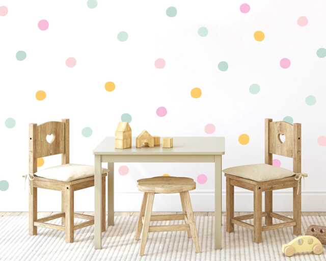 Watercolor Polka Dot Wall Decals Pastel Nursery Stickers - 90 Pack - image 1