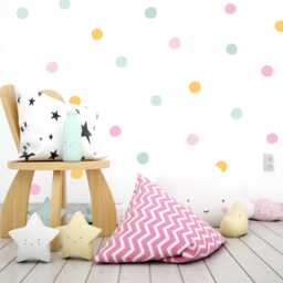 Watercolor Polka Dot Wall Decals Pastel Nursery Stickers - 90 Pack - thumbnail 2