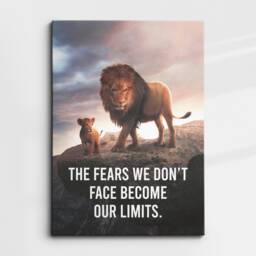 The Fears We Don't Face Lion Cub Kids Motivational Inspirational, Framed Canvas Wall Art Poster Print, Home Office & Room Decor, Gift Idea - thumbnail 3