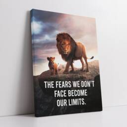 The Fears We Don't Face Lion Cub Kids Motivational Inspirational, Framed Canvas Wall Art Poster Print, Home Office & Room Decor, Gift Idea - thumbnail 2