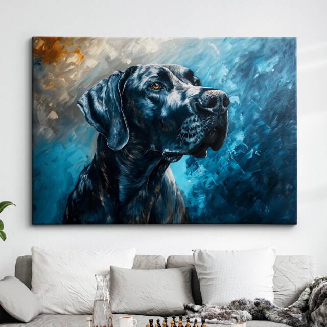 Great Dane Pose Abstract Dog Pet Animal Painting Splatter Wall Art, Framed Canvas Poster Print, Home Kitchen Office Room Decor, Gifts - image 1