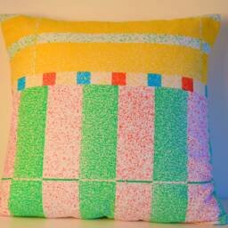 "Vintage Marimekko Fabric - Handmade Pillow Case Green Blue Yellow Red- 18""x18" - thumbnail 3