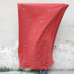 Terracotta Linen Throw/Black White Blue Diamond Block Print Barcelona Bedding Accent Beach Blanket Table Cloth Large Wall Hanging Orange - thumbnail 3