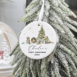 Personalised First Christmas Decoration, Baby's 1st Rabbit New Baby Gift, Bauble, Bunny - thumbnail 3