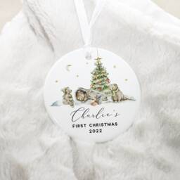 Personalised First Christmas Decoration, Baby's 1st Rabbit New Baby Gift, Bauble, Bunny - thumbnail 2