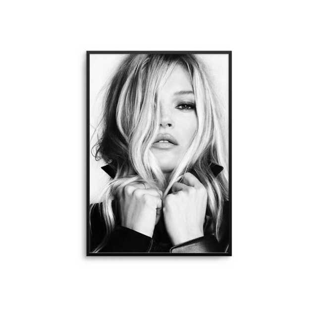 Kate Moss Photography Print Black Leather Jacket, Fashion Wall Art - image 1