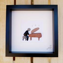 Pebble Art Piano Picture, Musician Gift, Framed Wall Decor - thumbnail 2