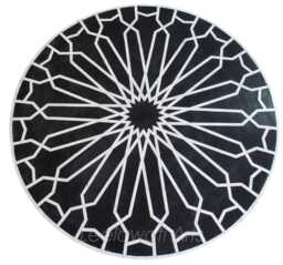 Handmade Wood Inlay Coffee Table - Luxury Living Room Black Round Center Home Decor Furniture