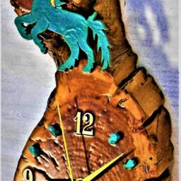 "Rearing Horse With Stars & Turquoise Stones Log Cabin Style 12.25"" X 6"" 2.5" - thumbnail 2