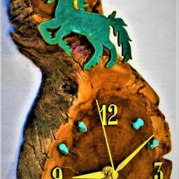 "Rearing Horse With Stars & Turquoise Stones Log Cabin Style 12.25"" X 6"" 2.5" - thumbnail 3