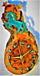 "Rearing Horse With Stars & Turquoise Stones Log Cabin Style 12.25"" X 6"" 2.5" - thumbnail 1