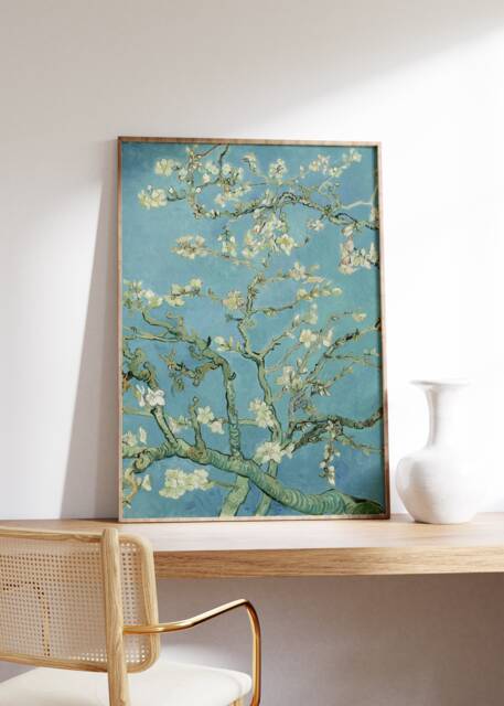 Van Gogh Wall Art, Almond Blossom Painting Print, Spring Flower Poster, Printable Large Canvas, Blue Gallery Botanical, French Decor - image 1