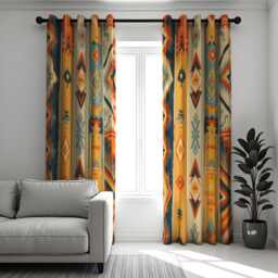 Southwestern Aztec Curtains, Boho Tribal Window Panels, Colorful Rustic Drapes, Native Custom Made Western Style Living Room Curtain Decor - thumbnail 2