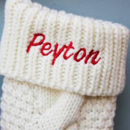 Personalized Knitted Christmas Stocking Embroidered Cable Knit Family Stockings - thumbnail 4