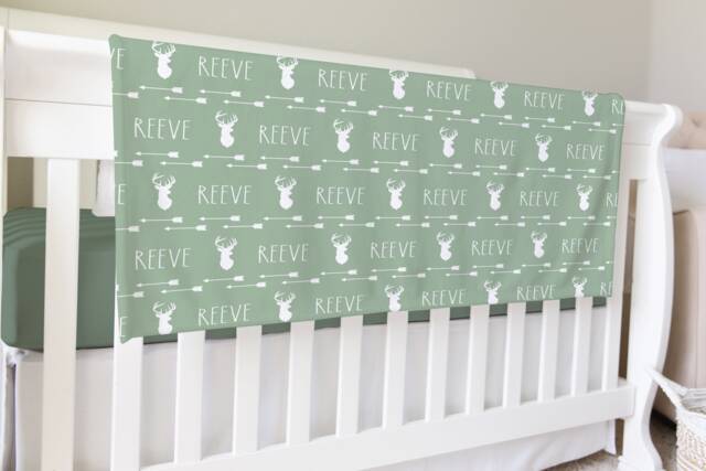 Personalized Baby Blanket Gifts Shower Gift Newborn Watch Me Grow Boy Deer Monogram - image 1