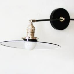 Industrial Double Shade Wall Sconce, Adjustable Nickel & Black Light - thumbnail 4