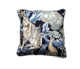 William Morris, . Forest, Arts & Crafts, Blue, Green, Beige Linen Union Cushion Cover, Throw Pillow Home Decor - thumbnail 1