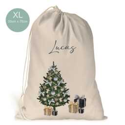 Personalised Xl Drawstring Christmas Sack/stocking.. Black Gold & Silver.. Boys Xmas Present Sack Gift Bag.. Daddy, Brother, Son - thumbnail 4