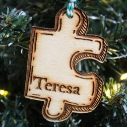 Personalised Jigsaw Piece Christmas Ornament Wood Custom Bauble Laser Engrave Rustic Wooden Name Decoration Jigsaws Puzzles Hobby - thumbnail 3