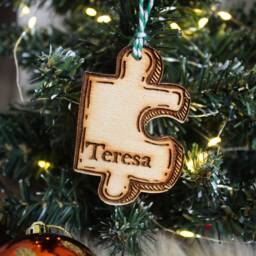 Personalised Jigsaw Piece Christmas Ornament Wood Custom Bauble Laser Engrave Rustic Wooden Name Decoration Jigsaws Puzzles Hobby - thumbnail 2