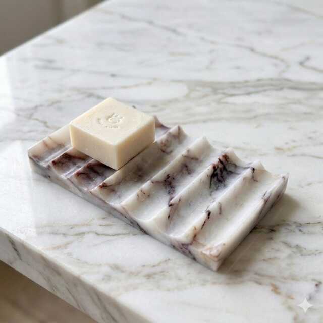 Soap Holder Natural Marble - Calacatta Viola Draining Dish - image 1