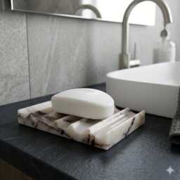 Soap Holder Natural Marble - Calacatta Viola Draining Dish - thumbnail 3