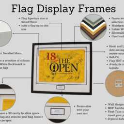 Flag Display Frame, With Two Photographs. 60x60cm. Perfect For Golf Flags. The Open - Masters Empty Wooden Frame Your - thumbnail 3