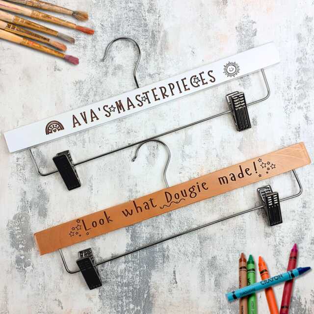 Children's Art Hanger Display, Kids, Wooden/Metal, Personalised With Name & Design, Gallery Hangers, Craft Work/Paintings - image 1