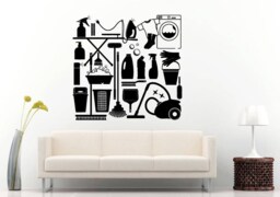 Laundry Room Tools House Work Cleaning Washer Dryer Vacuum Diy Wall Stickers Decals Vinyl Mural Decor Art L2176 - thumbnail 1