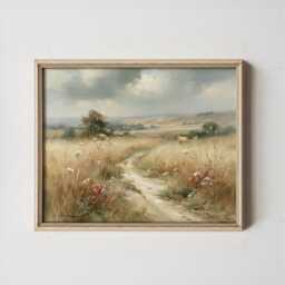 Wildflower Meadow Poster, Country Landscape Print, Paper Wall Art - thumbnail 4