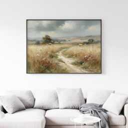 Wildflower Meadow Poster, Country Landscape Print, Paper Wall Art - thumbnail 3