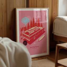 Retro Surf Wagon Art Print, Vintage Station Poster, Surfboard Wall, Eat The Wave Illustration - thumbnail 1