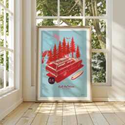 Retro Surf Wagon Art Print, Vintage Station Poster, Surfboard Wall, Eat The Wave Illustration - thumbnail 2