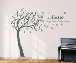 "Customisable Large Musical Notes Tree Wall Decal " - thumbnail 1
