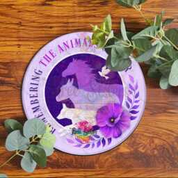 Animals Of War Remembrance Plaque Purple Poppy Day Wall Art, Poppies Wreath Sign - thumbnail 1