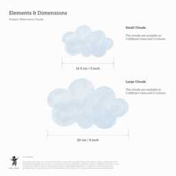 Blue Watercolour Clouds Fabric Wall Stickers. Removable & Reusable - thumbnail 2