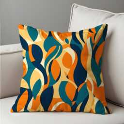 Retro Abstract Cushion Cover, Colorful Leafy Swirl Pattern Pillow Case, Mid Century Modern Throw Vibrant Home Decor - thumbnail 3