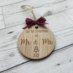 First Christmas As Mr & Mrs, Mr, Mrs Decoration, Personalised Xmas Decoration For Newly Weds - thumbnail 2