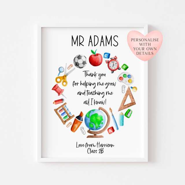 Watercolour Wreath Teacher Thank You Print Nursery Wall Art - Unframed - image 1