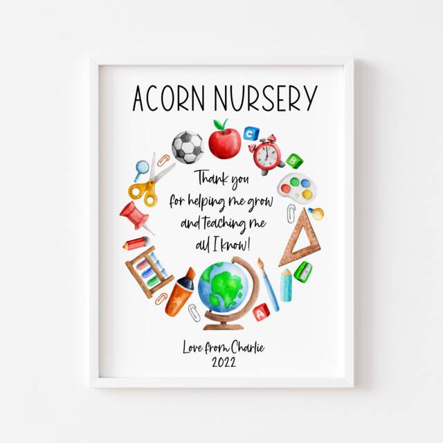 Watercolour Wreath Teacher Thank You Print Nursery Wall Art - Unframed - image 1