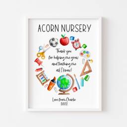 Watercolour Wreath Teacher Thank You Print Nursery Wall Art - Unframed - thumbnail 2
