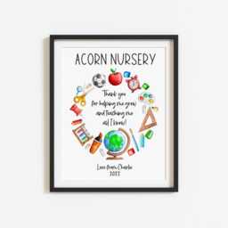 Watercolour Wreath Teacher Thank You Print Nursery Wall Art - Unframed - thumbnail 3