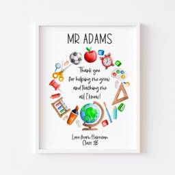 Watercolour Wreath Teacher Thank You Print Nursery Wall Art - Unframed - thumbnail 2