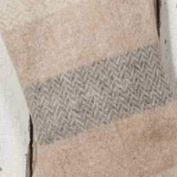 Vintage Wool Blanket Country Christmas Stocking - Beige & Gray With Matching Fringe Cuff #2 - thumbnail 2