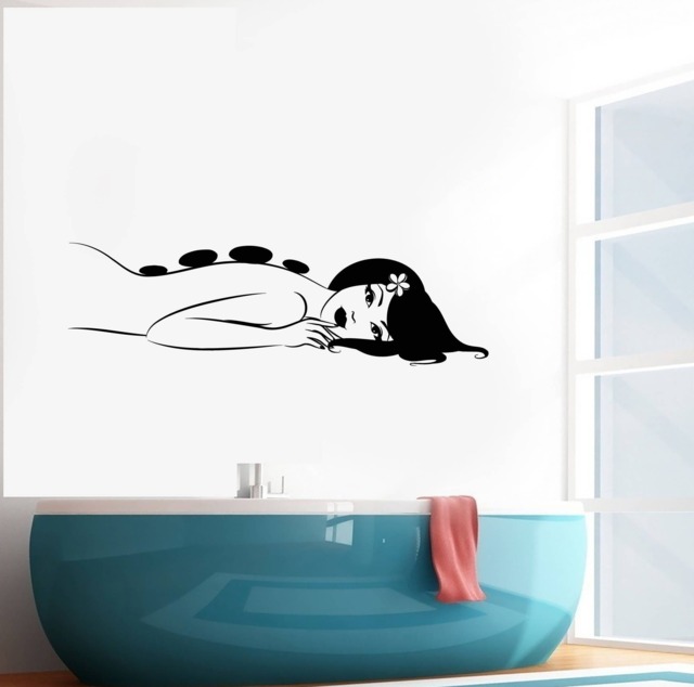 Massage Vinyl Wall Decal Woman Spa Salon Wellness Center Relaxation Room Relaxing Therapy Relax Stickers Mural - #2679Di - image 1