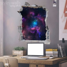 Space Wall Decal, Galaxy Sticker, Hole in The 3D Effect Broken Mural Home Decor