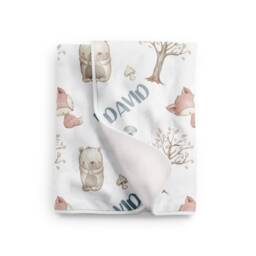 Personalized Woodland Animals Baby Blanket in Fleece, Minky, Or Sherpa - thumbnail 2