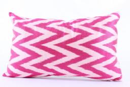Ikat Silk Velvet Pillow 16x24 - Handmade Boho Cushion Cover Turkish Home Decor Accent