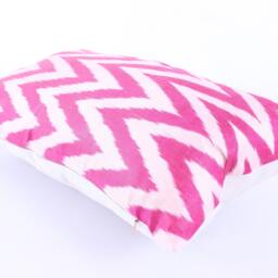 Ikat Silk Velvet Pillow 16x24 - Handmade Boho Cushion Cover Turkish Home Decor Accent - thumbnail 3