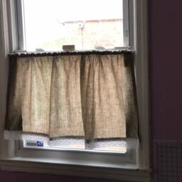 Kitchen Curtains , Linen Curtains Natural Linen With Crochet Lace Curtains, Valances - thumbnail 4